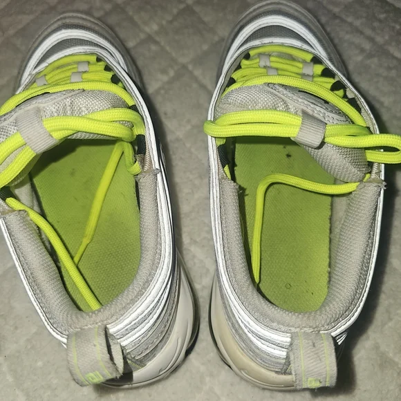 Nike Air Max 97 GS Kids Sneakers - Gray and Neon Green - Picture 9 of 10